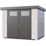 Abri Telluria en acier galvanisé blanc 5,6m² avec double porte Eleganto 2721