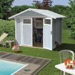 Abri de jardin en PVC 4,9m² UTILITY blanc et gris bleu Grosfillex